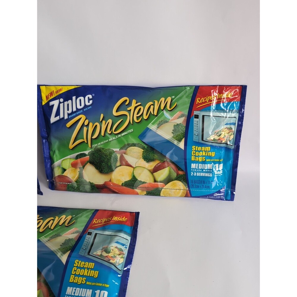 Lot Ziploc Zip’N Steam Bags 29 Steam Cooking Microwave Discontinued Vtg - Picture 4 of 6